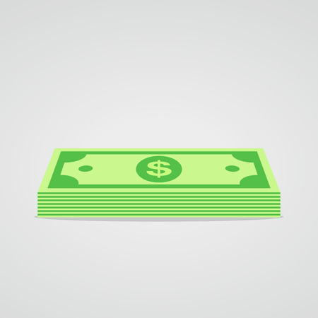 Pile of cash. Money icon in flat style. Dollar icon.  illustration.のイラスト素材