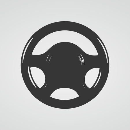Steering wheel icon isolated. Vector illustration. Black car steering wheel symbol.のイラスト素材