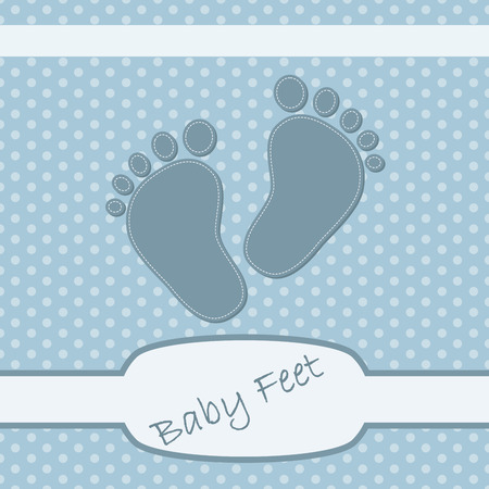 Pink children's footprints. Baby footprints as a symbol of pregnancy or childbirth. Cute background on birthday of boy. Vector illustration.のイラスト素材