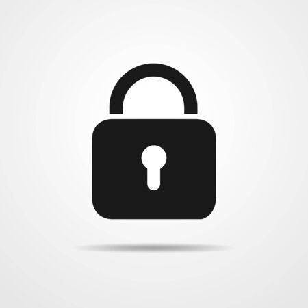 Black padlock icons. Black padlock icon with shadow. Vector illustration. Padlock sign on light background.のイラスト素材