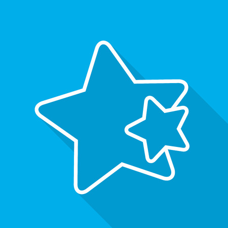 White star icon in flat design. Star on blue background with long shadow. Vector illustration.のイラスト素材