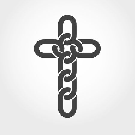 Black christian cross icon. Abstract line christian cross. Vector illustrationのイラスト素材