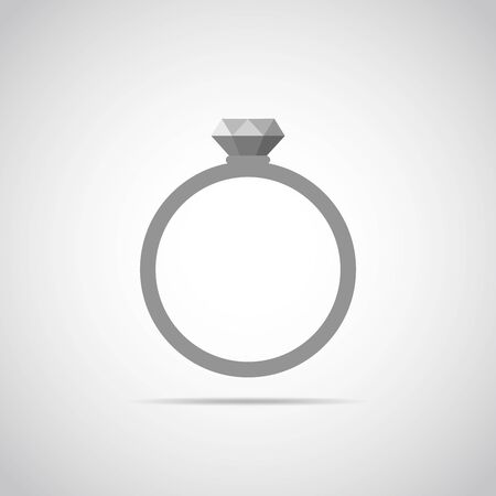 Gray wedding ring icon in flat design. Ring with diamond isolated on light background. Vector illustration.のイラスト素材