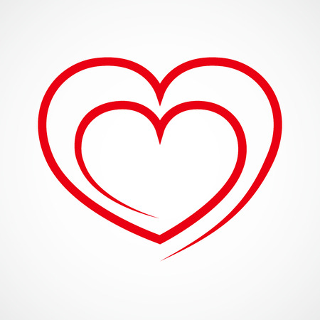 Abstract heart shape outline. Vector illustration. Red heart icon in flat style. The heart as a symbol of love.のイラスト素材