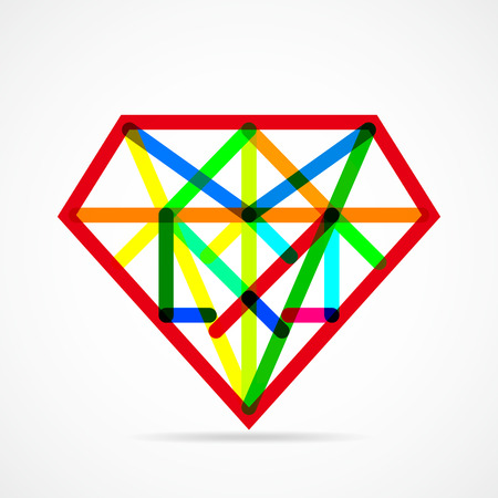 Abstract diamond icon in flat style. Vector illustration. Colored sign of diamond isolated on light background.のイラスト素材