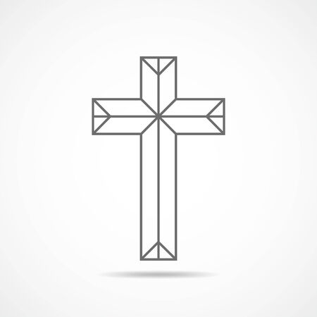 Black christian cross icon. Abstract line christian cross. Vector illustrationのイラスト素材