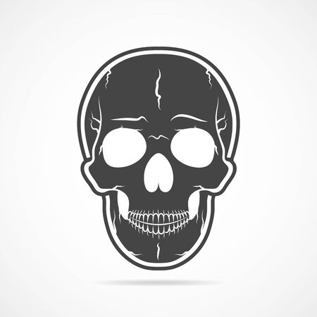 Black human skull. Simple skull icon. Vector illustrationのイラスト素材
