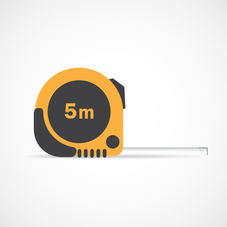 Tape-line isolated on the white background. Vector illustration. Orange measure roulette. Roulette construction symbol.のイラスト素材