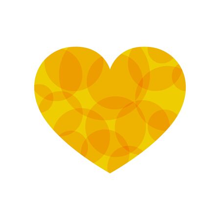 Yellow heart for the Valentine's day. Abstract heart on white background in flat design. Vector illustration.のイラスト素材