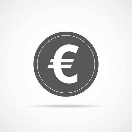 Gray euro currency icon in flat design. Vector illustration. The euro icon isolated on light background.のイラスト素材