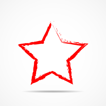 Abstract star icon in hand drawn style. Abstract red star, isolated on white background. Vector illustration.のイラスト素材