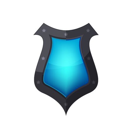 Glossy shield icon. Shield with stars, isolated on white background. Vector illustration.のイラスト素材