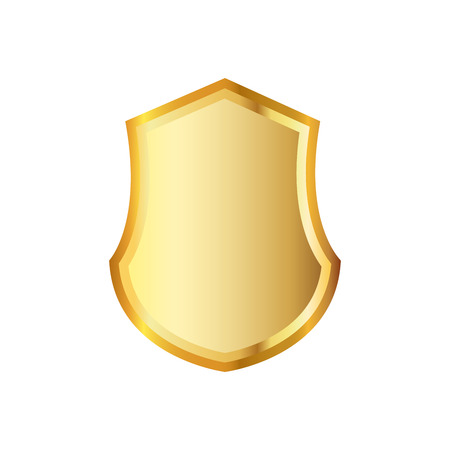 Golden shield icon. Vector illustration. Golden shield isolated on white background.のイラスト素材