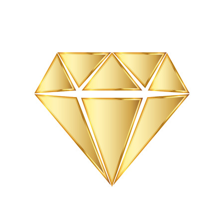 Golden diamond icon. illustration. Golden diamond symbol on white background.のイラスト素材
