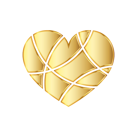 Golden heart icon. illustration. Golden heart symbol on white background.のイラスト素材