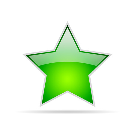Green glossy star icon isolated on white background. Vector illustration.のイラスト素材