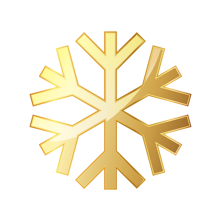 Gold snowflake icon. Golden snowflake isolated on white background. Vector illustration. Simple snowflake sign isolated.のイラスト素材