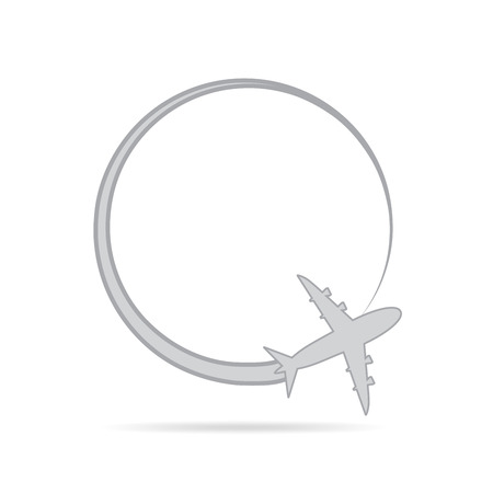 Airplane in sky. Airplane symbol in flat design. Concept of the air travel. Vector illustration.のイラスト素材