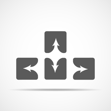 Up, down, left and right arrow buttons. Four gray square buttons. Vector illustrationのイラスト素材