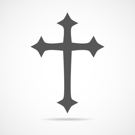 Grey christian cross icon. Abstract christian cross symbol. Vector illustrationのイラスト素材