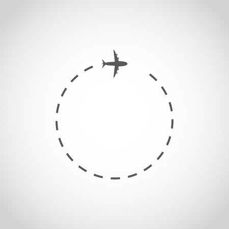 Airplane in sky. Airplane symbol in flat design. Concept of the air travel. Vector illustration.のイラスト素材