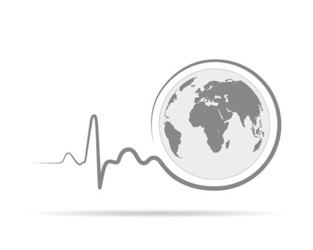 World health day. Vector Illustration. Heartbeat sign with Globe Earth icon on white background.のイラスト素材