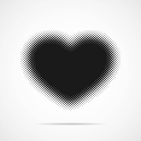 Black heart halftone. Vector illustration. Abstract dots heart as a symbol of love.のイラスト素材
