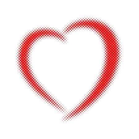Red heart halftone. Vector illustration. Abstract dots heart as a symbol of love.のイラスト素材