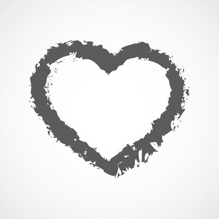 Abstract hand drawn hearts. Vector illustration. Gray heart icon. The heart as a symbol of love.のイラスト素材