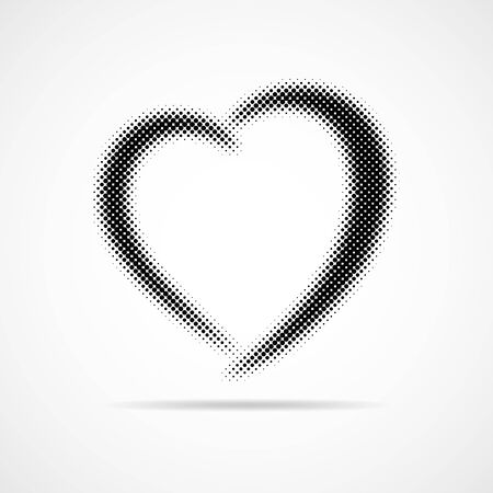 Black heart halftone. Vector illustration. Abstract dots heart as a symbol of love.のイラスト素材