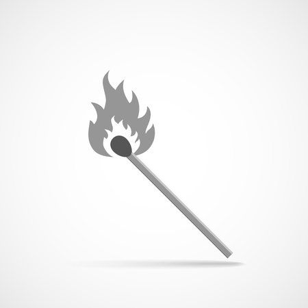 Burning match on a white background. Vector illustration. Match with fireのイラスト素材