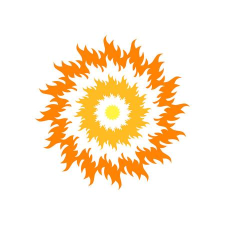 Yellow sun icon in flat design. Vector illustration. Symbol of the sun, isolated on white backgroundのイラスト素材