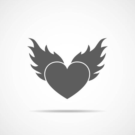 Heart in flame, in flat design illustration.のイラスト素材