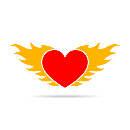 Heart on fire, isolated on white background. Heart in flame, in flat design. Vector illustrationのイラスト素材