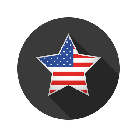 Star with USA flag isolated on white background. USA flag star. Vector Illustration.のイラスト素材