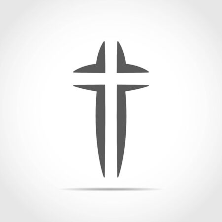 Gray Christian cross icon. Simple Christian cross on light background. Vector illustration.のイラスト素材