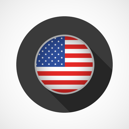 United State of America flag on button. Vector Illustration. American flag round iconのイラスト素材
