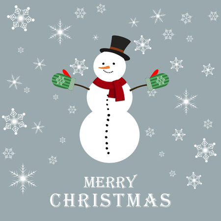 Christmas background with snowman and snowflakes Vector illustration.のイラスト素材