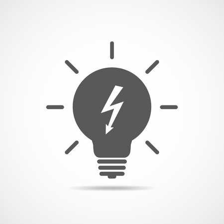 Light bulb with in flat design. Gray bulb, isolated on light background Vector illustration.のイラスト素材