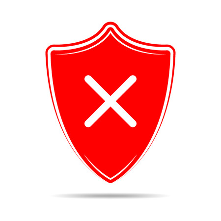Shield with cross in flat design, isolated on white background. Vector illustration.のイラスト素材