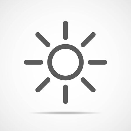 Gray sun icon in flat design. Vector illustration. Symbol of the sun, isolated on light backgroundのイラスト素材