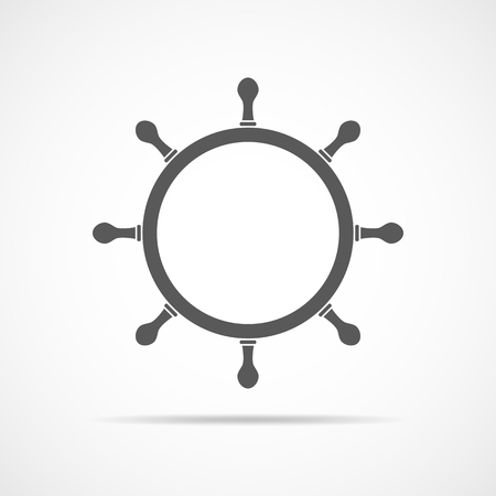 Ship steering wheel icon. Vector illustration. Gray ship steering wheel in flat designのイラスト素材