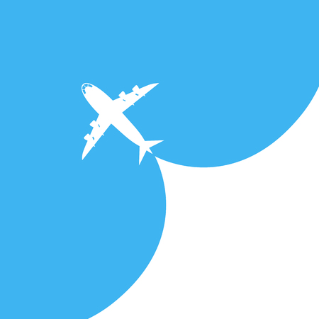 Airplane on blue background and empty place for advertising. Vector illustration.The plane takes off.のイラスト素材