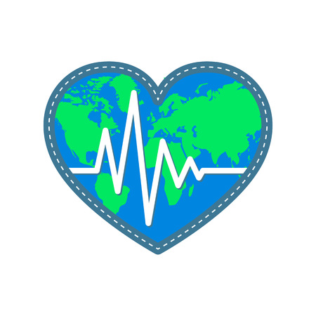 Colored heart with heartbeat iconのイラスト素材