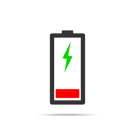 Charging battery icon, isolated on light background. Vector Illustration. Battery icon in flat design.のイラスト素材