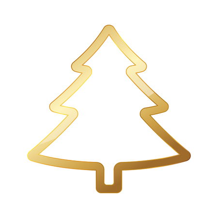 Golden Christmas tree isolated on white background. Vector illustration.のイラスト素材