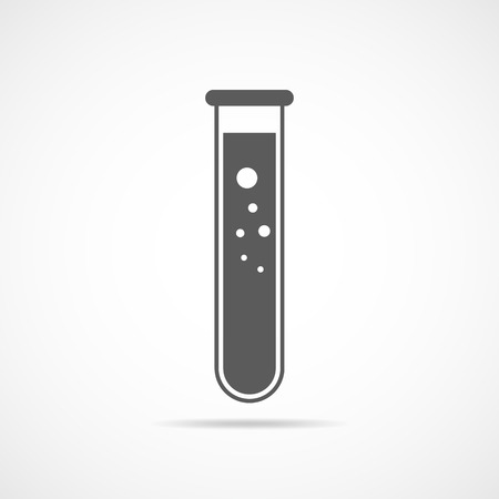 Test tube icon in flat design. Vector Illustration. Gray chemical laboratory flask.のイラスト素材