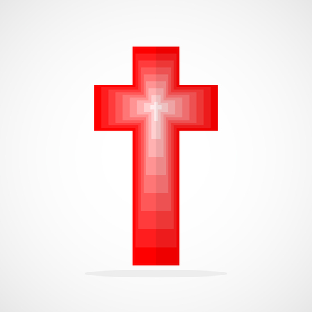Abstract christian cross icon. Vector illustration. Red christian cross isolated on light background.のイラスト素材