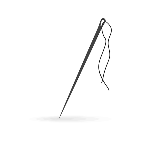 Needle with a thread in flat design. Vector illustration. Sewing needle or needle for sewingのイラスト素材