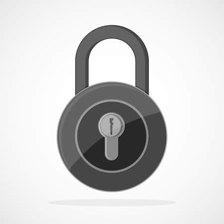 Gray lock icon in flat design. Vector illustration. Lock sign, isolated on light backgroundのイラスト素材